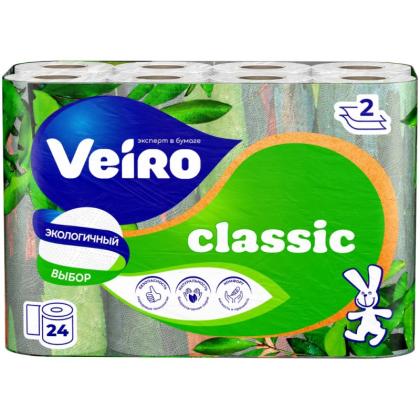 Бумага туалетная  Veiro Classic, 24 рул, цв.белый, 2-сл.