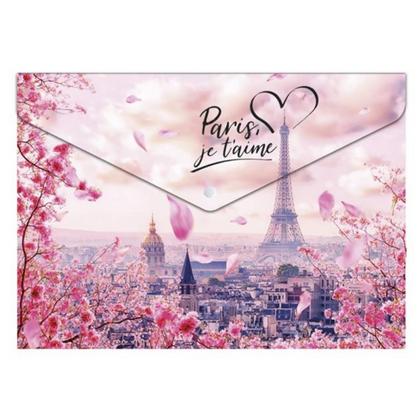 Папка конверт на кнопке А4 "Take me to Paris" разноцветный