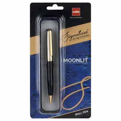 Ручка шарик/автомат "Moonlit" 0,7 мм, метал., черный/айвори/золотистый, стерж. синий