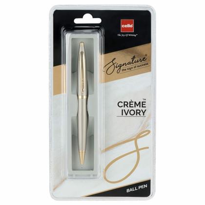 Ручка шарик/автомат "Creme Ivory" 0,7 мм, метал., матов., айвори/золотистый, стерж. синий