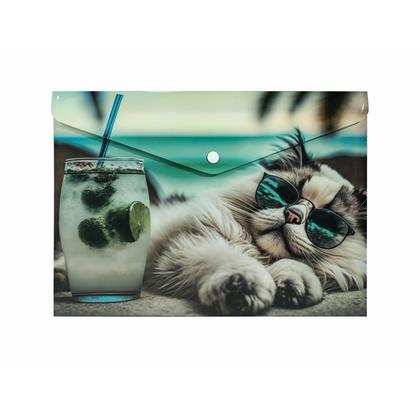 Папка конверт на кнопке А4 "Chillout cat" разноцветный