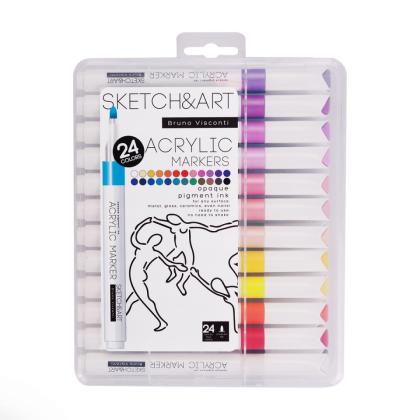 Маркер худ. для скетчинга "Sketch&Art" акрил., пласт. чехол, набор 12 цв.