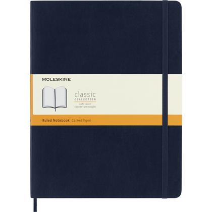 Блокнот А4- 190*250 мм, 96 л., тонир., лин. "Classic Soft XLarge" интегральн. обл. полиуретан., на резинке, синий сапфир