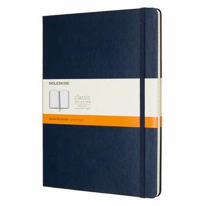 Блокнот А4- 190*250 мм, 96 л., тонир., лин. "Classic XLarge" тверд. обл. полиуретан., на резинке, синий