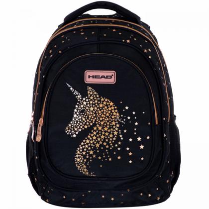 Рюкзак детский "Head Golden Effect Classy Gold" полиэстер., уплот. спинка, черный/золотой