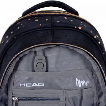 Рюкзак детский "Head Golden Effect Classy Gold" полиэстер., уплот. спинка, черный/золотой