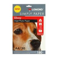 Фотобумага А4, 180 г/м, 50 л., глянц., одностор. Simply Paper "Lomond"