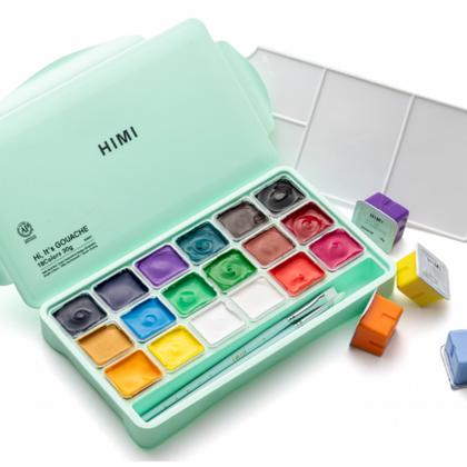Краски гуашевые "Himi Jelly Cup. New vision" набор 24 цв., 30 мл., кювета, зелeный футляр
