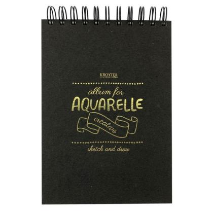 Скетчбук "Aquarelle" 14,5*24, 200г/м2, 40л, спираль сверху, черный