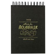 Скетчбук "Aquarelle" 14,5*24, 200г/м2, 40л, спираль сверху, черный