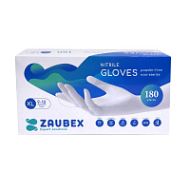 Перчатки нитриловые неопудренные одноразовые   Zaubex, р-р XL 180 шт./уп. голубой