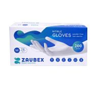 Перчатки нитриловые неопудренные одноразовые   Zaubex, р-р M 200 шт./уп. голубой