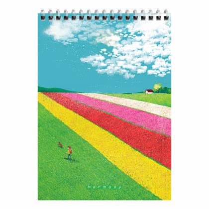 Блокнот А5 143*200 мм, 60 л., в клетку "Minimalistic fields" спираль сверху, обл. карт., ассорти