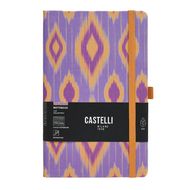 Блокнот А5 130*210 мм., 96 л., св-кремовый, лин. "Ikat lilac sand" тверд. обл., искусств. матер., на резинке, фиолетовый/оранжевый