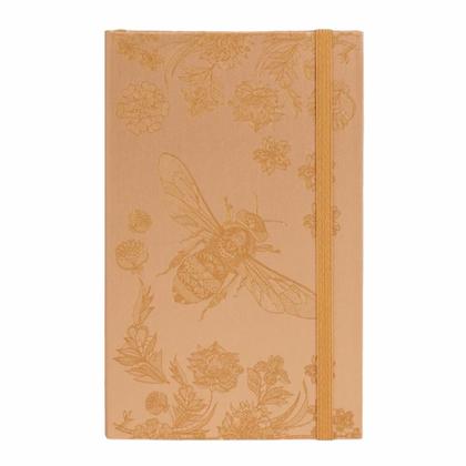 Блокнот А5 130*210 мм., 96 л., св-кремовый, лин. "Lace bee" интегральн. обл., искусств. матер., на резинке, песочный