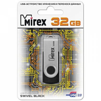 Карта памяти USB Flash 2.0 32 Gb SWIVEL BLACK, пластик, металл, Mirex