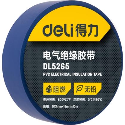 Изолента ПВХ "Deli" 18 мм*10 м, 130 мкм, синий