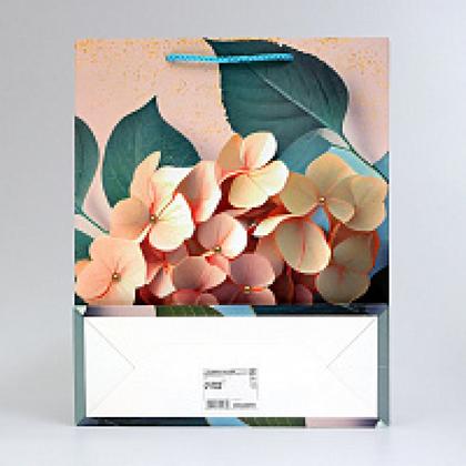 Пакет бумажный подарочный 26*32*10 см "Flowers", разноцветный