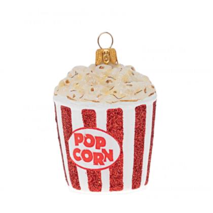 Украшение елочное "Popcorn" 6 см, стекло, красный/белый