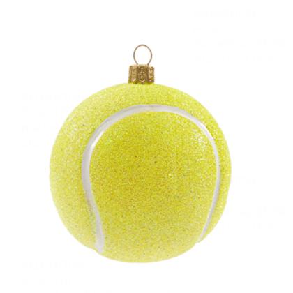 Украшение елочное "Tennis Ball" 5 см, стекло, желтый