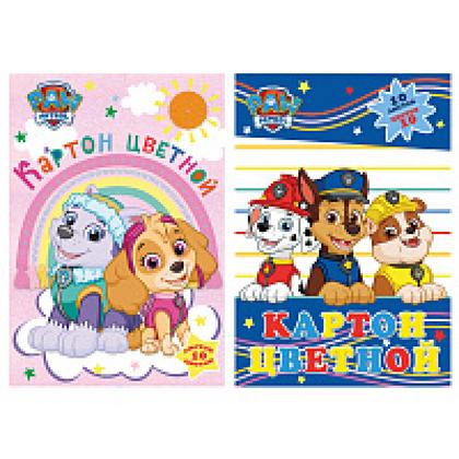 Картон цветной набор А4, 10 цв., 10 л. "Paw Patrol" мелов.