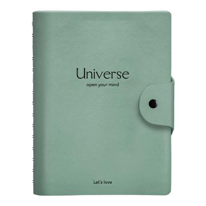 Блокнот А5 140*200 мм, 96 л., в клетку "Universe" спираль сбоку, мягк. обл. кожзам., мятный