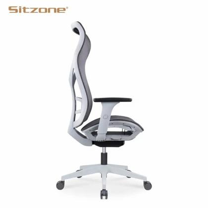 Кресло д/руководителя SitZone CH-283A-HS-P1 сетка, серый, крестов. пластик, корпус белый, регулир. подлокотн., слайдер