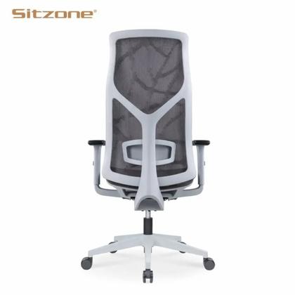 Кресло д/руководителя SitZone CH-283A-HS-P1 сетка, серый, крестов. пластик, корпус белый, регулир. подлокотн., слайдер