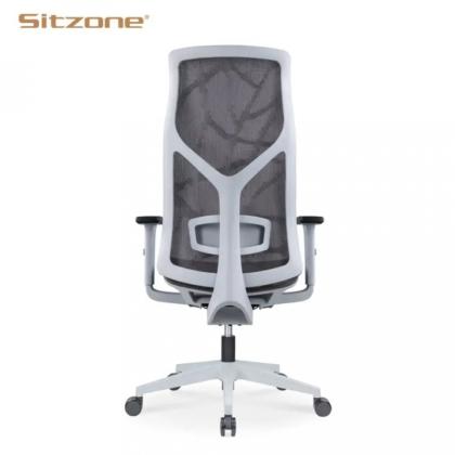 Кресло д/руководителя SitZone CH-283A-HS-P1 сетка, серый, крестов. пластик, корпус белый, регулир. подлокотн., слайдер 