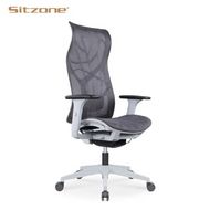 Кресло д/руководителя SitZone CH-283A-HS-P1 сетка, серый, крестов. пластик, корпус белый, регулир. подлокотн., слайдер