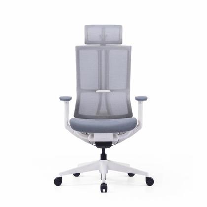 Кресло д/руководителя SitZone E-303-001A-P1-WH сетка, серый, крестов. пластик, корпус белый, регулир. подголов., регулир. подлокотн., слайдер
