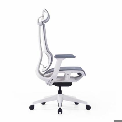 Кресло д/руководителя SitZone E-303-001A-P1-WH сетка, серый, крестов. пластик, корпус белый, регулир. подголов., регулир. подлокотн., слайдер