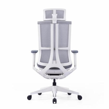Кресло д/руководителя SitZone E-303-001A-P1-WH сетка, серый, крестов. пластик, корпус белый, регулир. подголов., регулир. подлокотн., слайдер