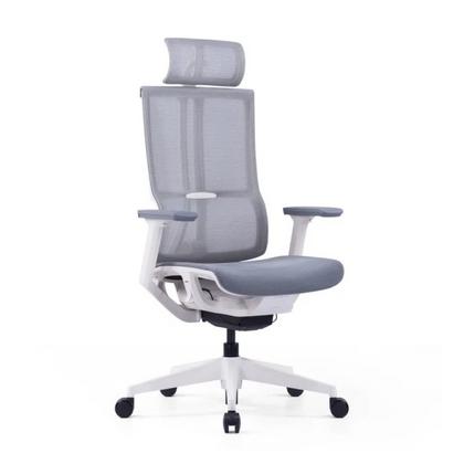 Кресло д/руководителя SitZone E-303-001A-P1-WH сетка, серый, крестов. пластик, корпус белый, регулир. подголов., регулир. подлокотн., слайдер