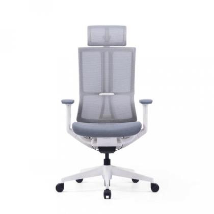 Кресло д/руководителя SitZone E-303-001A-P1-WH сетка, серый, крестов. пластик, корпус белый, регулир. подголов., регулир. подлокотн., слайдер