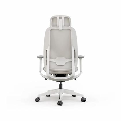 Кресло д/руководителя SitZone E-AC-001A-P1-BS ткань, серый, крестов. пластик, корпус белый, регулир. подголов., регулир. подлокотн., слайдер