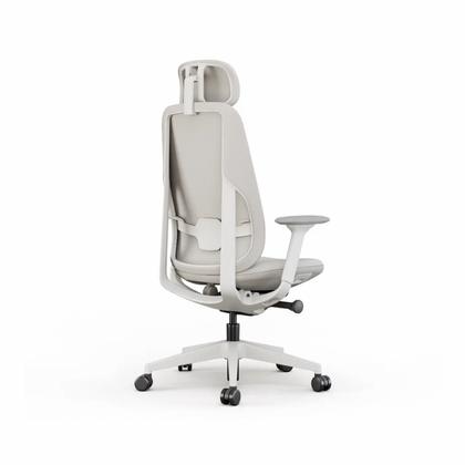Кресло д/руководителя SitZone E-AC-001A-P1-BS ткань, серый, крестов. пластик, корпус белый, регулир. подголов., регулир. подлокотн., слайдер