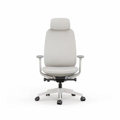 Кресло д/руководителя SitZone E-AC-001A-P1-BS ткань, серый, крестов. пластик, корпус белый, регулир. подголов., регулир. подлокотн., слайдер