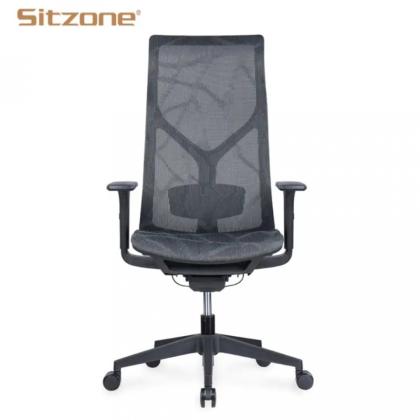 Кресло д/руководителя SitZone CH-283A-P1 сетка, черный, крестов. пластик, регулир. подлокотн., слайдер 