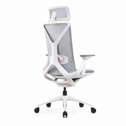 Кресло д/руководителя SitZone E-YR-001A-P1-WH сетка/ткань, серый, крестов. алюминий, корпус белый, регулир. подголов., регулир. подлокотн., слайдер