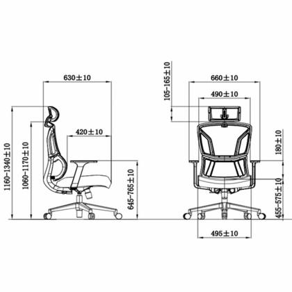 Кресло д/руководителя SitZone U-065A сетка/ткань, черный, крестов. пластик, регулир. подлокотн.