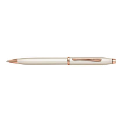Ручка шарик/автомат "Century II Pearlescent White Lacquer" 0,7 мм, метал., подарочн. упак., жемчужный/розовое золото, стерж. черный