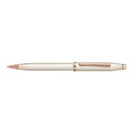 Ручка шарик/автомат "Century II Pearlescent White Lacquer" 0,7 мм, метал., подарочн. упак., жемчужный/розовое золото, стерж. черный