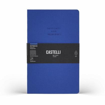 Блокнот А5 130*210 мм, 96 л., св-кремовый, лин. "Essential Сobalt" интегральн. обл. картон., синий, срез синий