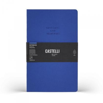 Блокнот А5 130*210 мм, 96 л., св-кремовый, лин. "Essential Сobalt" интегральн. обл. картон., синий, срез синий
