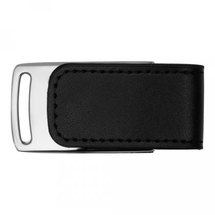 Карта памяти USB Flash 2.0 16 Gb VDL-014, метал, кож.зам., черный 