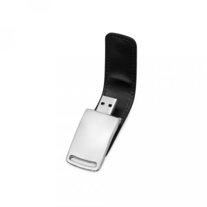 Карта памяти USB Flash 2.0 16 Gb VDL-014, метал, кож.зам., черный 