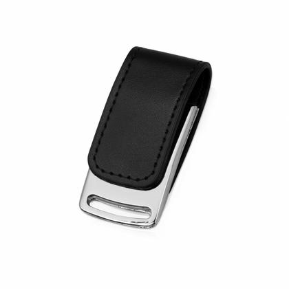 Карта памяти USB Flash 2.0 32 Gb VDL-014, метал, кож.зам., черный