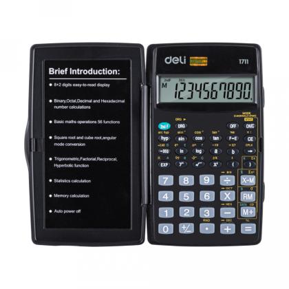 Кальк. научн. 1711 "Deli Easy" черный 125*77*16 мм 56 функций