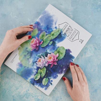 Блок-склейка бумаги для акварели "Monet" 100% хлопок, А4, 300г/м2, 20л